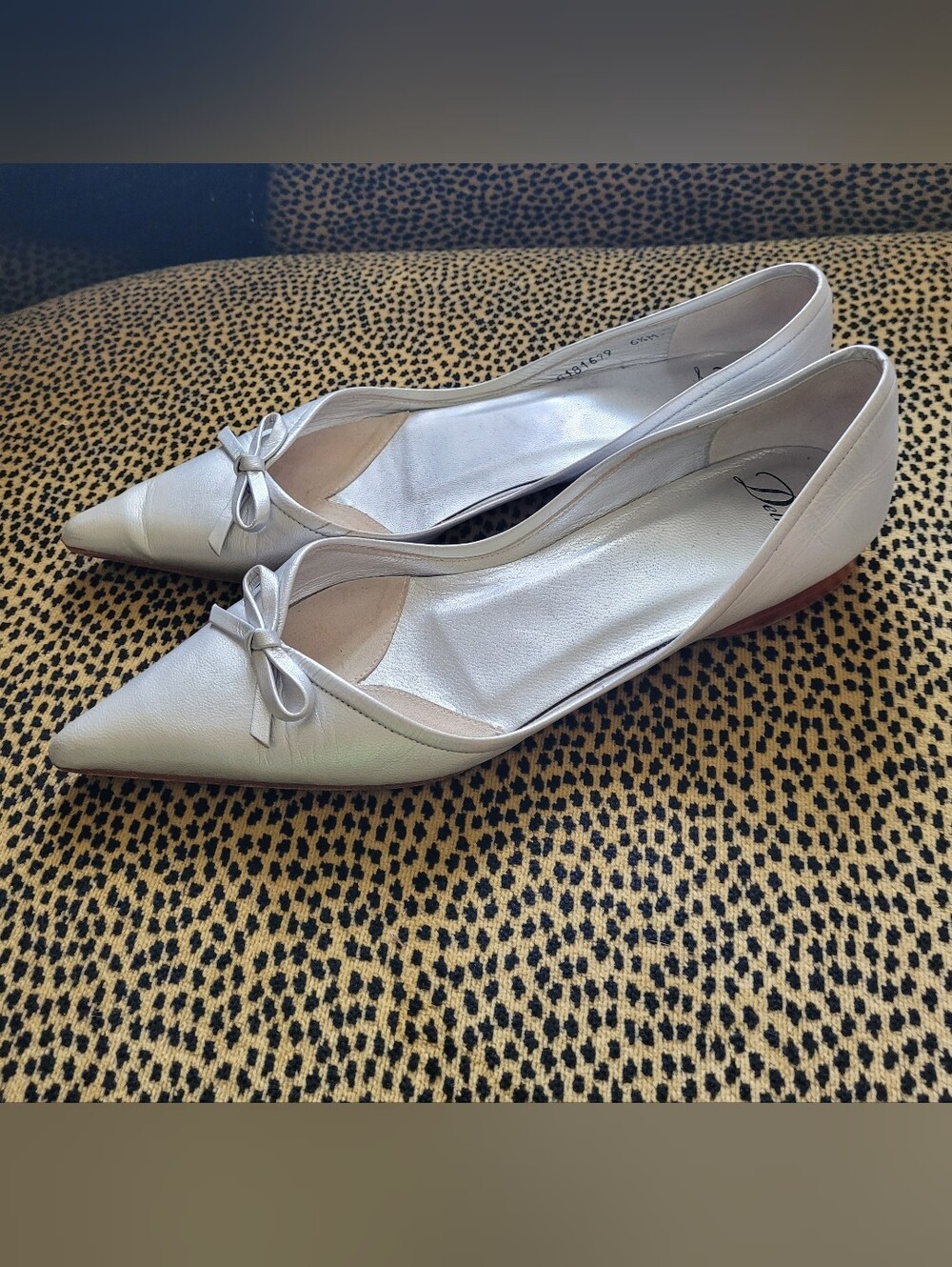 Delman Leather Silver Color Flats. Shoes
